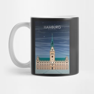 Hamburg Germany Vintage Minimal Retro Travel Poster at Night Mug